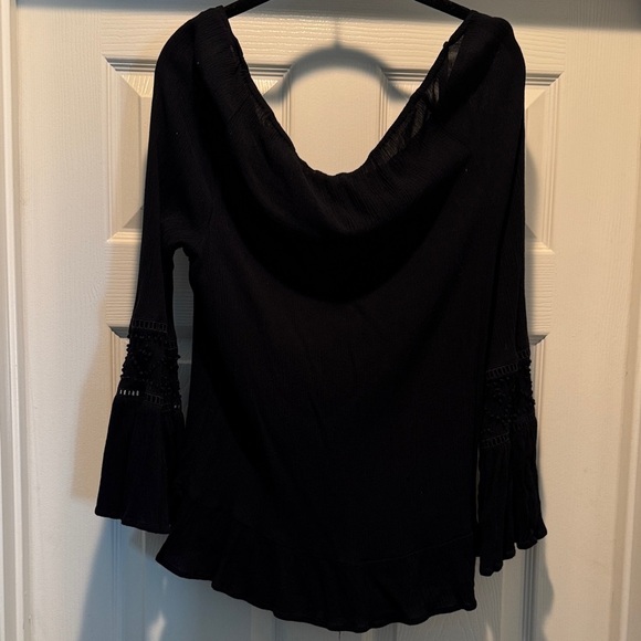 INC International Concepts Black Gauze Long Sleeve Blouse Small - Picture 6 of 7